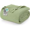 image:imageUtopia Bedding 100 Cotton Waffle Weave Blanket King Size for Bed  Lightweight Breathable Summer Blankets Soft and Cozy Gift for Mothers Day Home Decor Black 90x108 InchSage Green