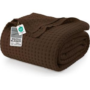 image:imageUtopia Bedding 100 Cotton Waffle Weave Blanket King Size for Bed  Lightweight Breathable Summer Blankets Soft and Cozy Gift for Mothers Day Home Decor Black 90x108 InchBrown