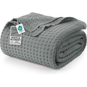 image:imageUtopia Bedding 100 Cotton Waffle Weave Blanket King Size for Bed  Lightweight Breathable Summer Blankets Soft and Cozy Gift for Mothers Day Home Decor Black 90x108 InchCool Grey
