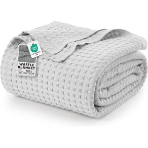 image:imageUtopia Bedding 100 Cotton Waffle Weave Blanket King Size for Bed  Lightweight Breathable Summer Blankets Soft and Cozy Gift for Mothers Day Home Decor Black 90x108 InchSilver