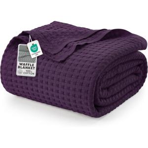 image:imageUtopia Bedding 100 Cotton Waffle Weave Blanket King Size for Bed  Lightweight Breathable Summer Blankets Soft and Cozy Gift for Mothers Day Home Decor Black 90x108 InchPlum