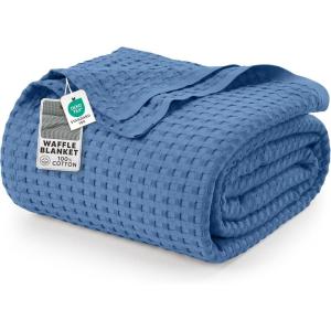 image:imageUtopia Bedding 100 Cotton Waffle Weave Blanket King Size for Bed  Lightweight Breathable Summer Blankets Soft and Cozy Gift for Mothers Day Home Decor Black 90x108 InchWedgewood