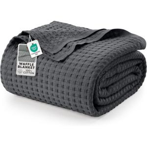 image:imageUtopia Bedding 100 Cotton Waffle Weave Blanket King Size for Bed  Lightweight Breathable Summer Blankets Soft and Cozy Gift for Mothers Day Home Decor Black 90x108 InchCharcoal