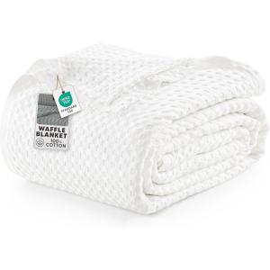 image:imageUtopia Bedding 100 Cotton Waffle Weave Blanket King Size for Bed  Lightweight Breathable Summer Blankets Soft and Cozy Gift for Mothers Day Home Decor Black 90x108 InchWhite