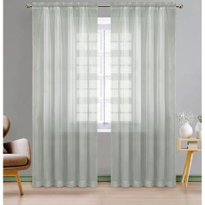 image:imageUtopia Bedding Sheer Curtains Grey 2 Panels Set Rod Pocket Drapes 54W x 96L Inches Luxurious Window Treatment Voile for Bedroom and Living RoomGrey