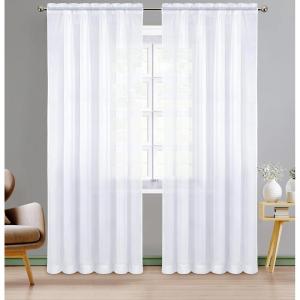 image:imageUtopia Bedding Sheer Curtains Grey 2 Panels Set Rod Pocket Drapes 54W x 96L Inches Luxurious Window Treatment Voile for Bedroom and Living RoomWhite