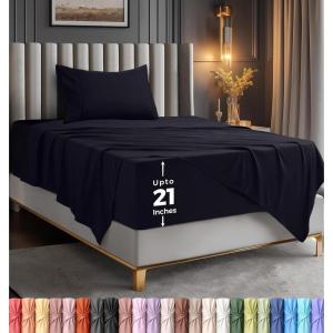 image:imageUtopia Bedding King Size Extra Deep Pocket Sheet Set  Fits Mattresses Up to 21 inches  Cooling Soft amp Breathable  OekoTex 4 Piece Bed Sheets OrangeBlack
