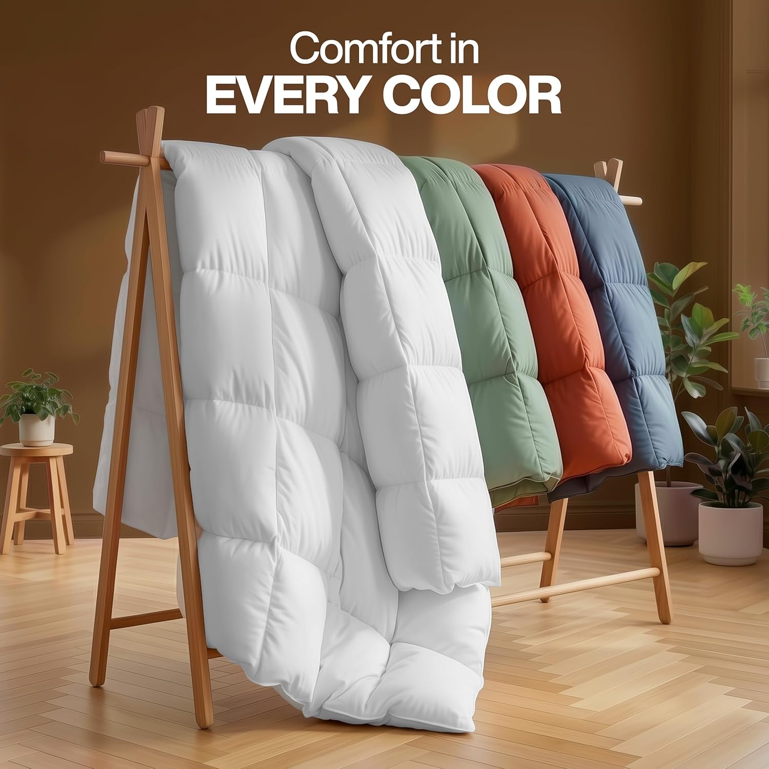 image:imageUtopia Bedding Comforter Duvet Insert Quilted Comforter with Corner Tabs Box Stitched Down Alternative Comforters California King Size Navy