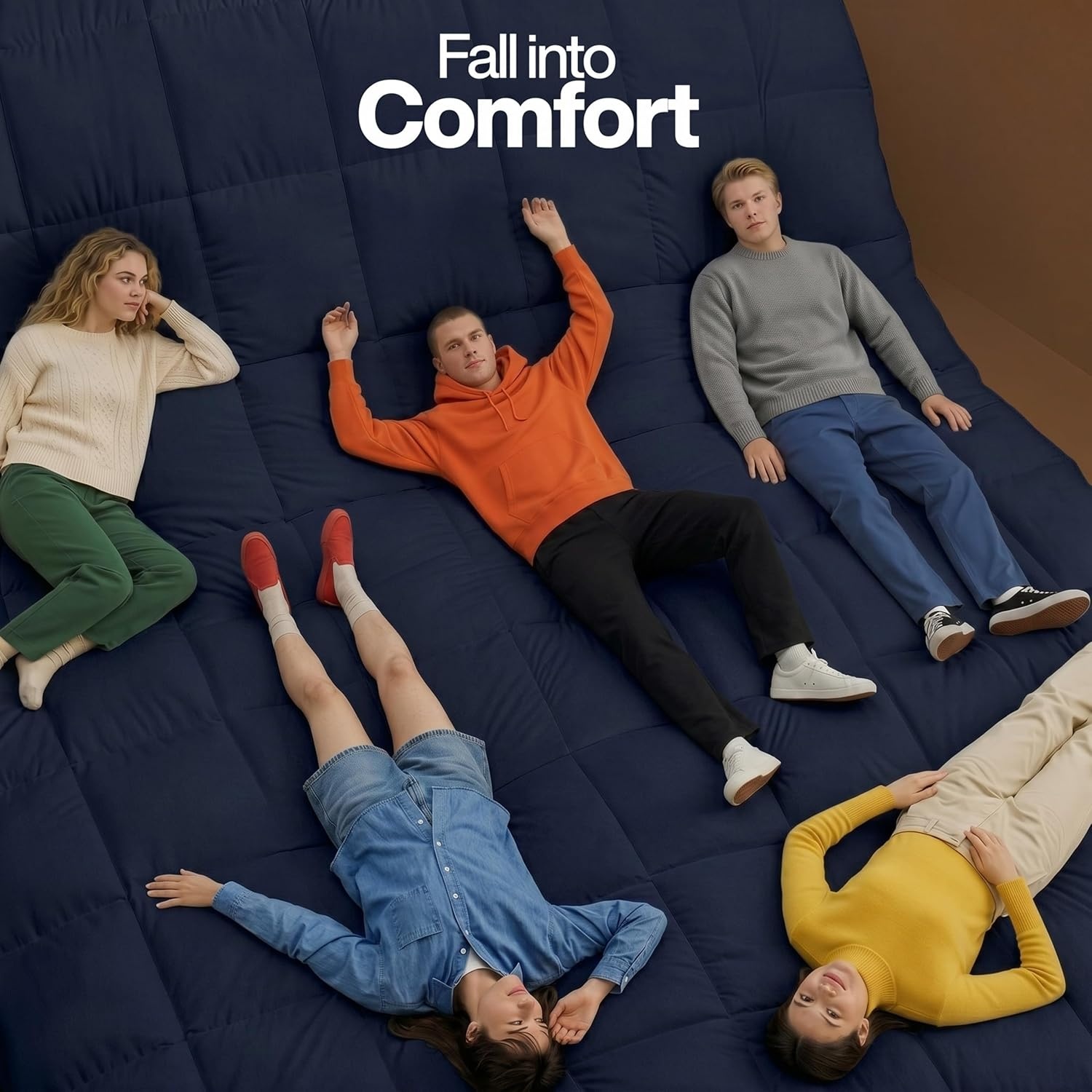 image:imageUtopia Bedding Comforter Duvet Insert Quilted Comforter with Corner Tabs Box Stitched Down Alternative Comforters California King Size Navy