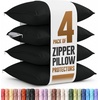 image:imageUtopia Bedding Zippered Pillowcases  Pack of 4  Soft Brushed Microfiber Fabric  Wrinkle Shrinkage and Fade Resistant Pillow Covers Queen NavyBlack