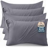 image:imageUtopia Bedding Zippered Pillowcases  Pack of 4  Soft Brushed Microfiber Fabric  Wrinkle Shrinkage and Fade Resistant Pillow Covers Queen NavyGrey