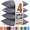 image:imageUtopia Bedding Zippered Pillowcases  Pack of 4  Soft Brushed Microfiber Fabric  Wrinkle Shrinkage and Fade Resistant Pillow Covers Queen NavyGrey