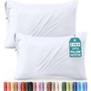 image:imageUtopia Bedding Zippered Pillowcases  Pack of 4  Soft Brushed Microfiber Fabric  Wrinkle Shrinkage and Fade Resistant Pillow Covers Queen NavyWhite