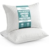 image:imageUtopia Bedding Premium Jacquard Waterproof Pillow Protectors with Zipper Standard Size 2 Pack Soft and Cooling Pillow Covers Bed Bug Proof Pillow Encasements 20 x 26 Inches WhiteWhite