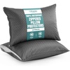 image:imageUtopia Bedding Premium Jacquard Waterproof Pillow Protectors with Zipper Standard Size 2 Pack Soft and Cooling Pillow Covers Bed Bug Proof Pillow Encasements 20 x 26 Inches WhiteGray