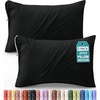 image:imageUtopia Bedding Zippered Pillowcases  Pack of 4  Soft Brushed Microfiber Fabric  Wrinkle Shrinkage and Fade Resistant Pillow Covers Queen NavyBlack
