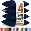 image:imageUtopia Bedding Zippered Pillowcases  Pack of 4  Soft Brushed Microfiber Fabric  Wrinkle Shrinkage and Fade Resistant Pillow Covers Queen NavyNavy