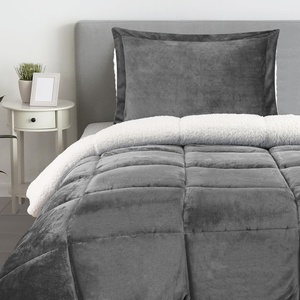 image:imageUtopia Bedding Micromink Sherpa Fleece Twin Comforter Set with 1 Pillow Sham Plush and Warm Bedding Comforter Sets Down Alternative Comforter Ultra Soft and Cozy Comforter Set Twin GreyGrey