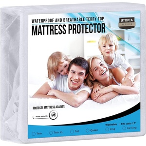 image:imageUtopia Bedding Waterproof Mattress Protector  Breathable Mattress Cover  Fitted Style All Around Elastic  Fits 17 Inches Deep King