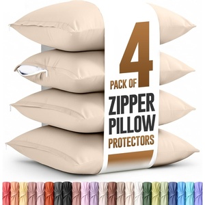image:imageUtopia Bedding Zippered Pillowcases  Pack of 4  Soft Brushed Microfiber Fabric  Wrinkle Shrinkage and Fade Resistant Pillow Covers Queen NavyBeige
