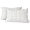 image:imagePintuck Bed Pillows Queen Size Pack of 2 100 Cotton Cover with Gusseted Sides Soft amp Supportive 3D PSF Polyester Fiber Fill Breathable Sleeping Pillows for Back Side amp Stomach Sleepers