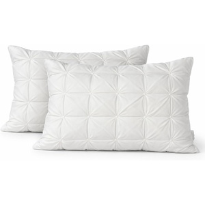 image:imagePintuck Bed Pillows King Size Pack of 2 100 Cotton Cover with Gusseted Sides Soft amp Supportive 3D PSF Polyester Fiber Fill Breathable Sleeping Pillows for Back Side amp Stomach Sleepers