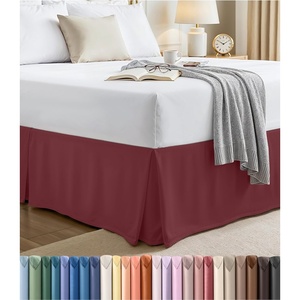 image:imageUtopia Bedding Queen Bed Skirt  Soft Quadruple Pleated Ruffle  Easy Fit with 16 Inch Tailored Drop  Hotel Quality Shrinkage and Fade Resistant Queen Light GreyBurgundy