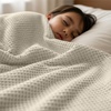 image:imageUtopia Bedding White Waffle Blanket Twin Size Soft Lightweight Breathable Cotton Blend Bed Blanket for All Seasons Luxury Throws for Bed Couch and SofaKhaki