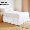 image:imageWrap Around Ruffle Twin XL Size Bed Skirt  Adjustable Buckle amp Elastic Belt for Easy Installation 34 Inch Drop  Brushed Microfiber  Machine Washable Fade and Wrinkle Resistant White