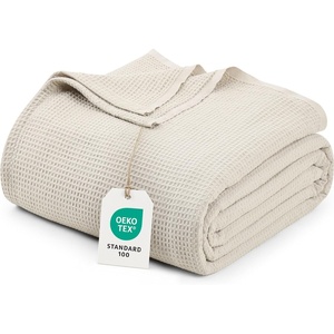 image:imageUtopia Bedding White Waffle Blanket Twin Size Soft Lightweight Breathable Cotton Blend Bed Blanket for All Seasons Luxury Throws for Bed Couch and SofaKhaki