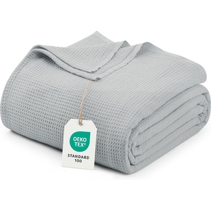 image:imageUtopia Bedding White Waffle Blanket Twin Size Soft Lightweight Breathable Cotton Blend Bed Blanket for All Seasons Luxury Throws for Bed Couch and SofaCool Grey