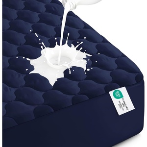 image:imageUtopia Bedding 2 Pack Waterproof Mattress Protector Queen Mattress Pad Noiseless Quilted Fitted Cover with Deep Pocket Stretches up to 16 Inches WhiteNavy