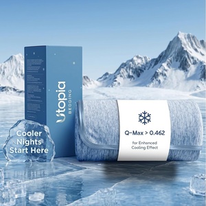 image:imageUtopia Bedding Blue Cooling Blanket King Size for Hot Sleepers QMaxgt0462 Nylon Cold Fabric Absorbs Night Sweats and Body Heat Lightweight Bed Cooling Layer Thin Summer Blankets 90x102 InchBlue