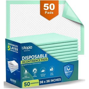 image:imageUtopia Bedding 50 Pack Super Absorbent Disposable Incontinence Bed Pads for Adults Leakproof Pee Pads for Kids Dog and Puppy Training Pads Quick Drying Bed Wetting Chuck Pads 36 x 36 GreenGreen