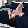 image:imageUtopia Bedding Duvet Cover Queen Size  3 Piece with Zipper Closure  1 Comforter Cover 90X90 Inches amp 2 Pillow Shams 20X26 Inches Ivory Comforter Not IncludedNavy