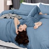 image:imageUtopia Bedding Duvet Cover Queen Size  3 Piece with Zipper Closure  1 Comforter Cover 90X90 Inches amp 2 Pillow Shams 20X26 Inches Ivory Comforter Not IncludedDutch Blue
