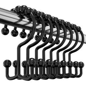 image:imageUtopia Bedding Double Glide Roller Shower Curtain Hooks Double Sided Rings Rust Proof Shower Curtain Hooks Matt NickelBlack