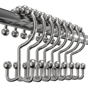 image:imageUtopia Bedding Double Glide Roller Shower Curtain Hooks Double Sided Rings Rust Proof Shower Curtain Hooks Matt NickelChrome