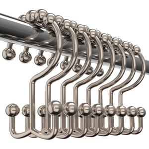 image:imageUtopia Bedding Double Glide Roller Shower Curtain Hooks Double Sided Rings Rust Proof Shower Curtain Hooks Matt NickelMatt Nickel