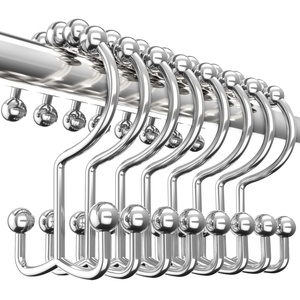 image:imageUtopia Bedding Double Glide Roller Shower Curtain Hooks Double Sided Rings Rust Proof Shower Curtain Hooks Matt NickelNickel