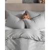 image:imageCotton Jersey King Duvet Cover Set  3 Piece Soft Knit Bedding Set with Zipper Closure amp Corner Ties Includes 1 King Duvet Cover 104 x 90 2 Pillow Shams 20 x 36Heather Light Grey