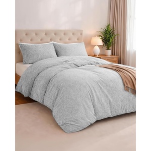 image:imageCotton Jersey King Duvet Cover Set  3 Piece Soft Knit Bedding Set with Zipper Closure amp Corner Ties Includes 1 King Duvet Cover 104 x 90 2 Pillow Shams 20 x 36Heather Light Grey