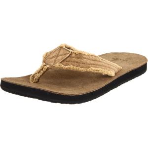 imageSanuk Mens Fraid Not  Flip Flops for Men  Mens Sandals  Beach Sandals  Supportive ampamp Lightweight  Comfort FootbedKhaki