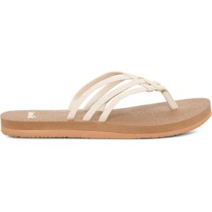 imageSanuk Yoga Sandy II  Flip Flops for Women  Yoga Sandals For Women  Womens Beach Sandals  Memory Foam FootbedTanWhite