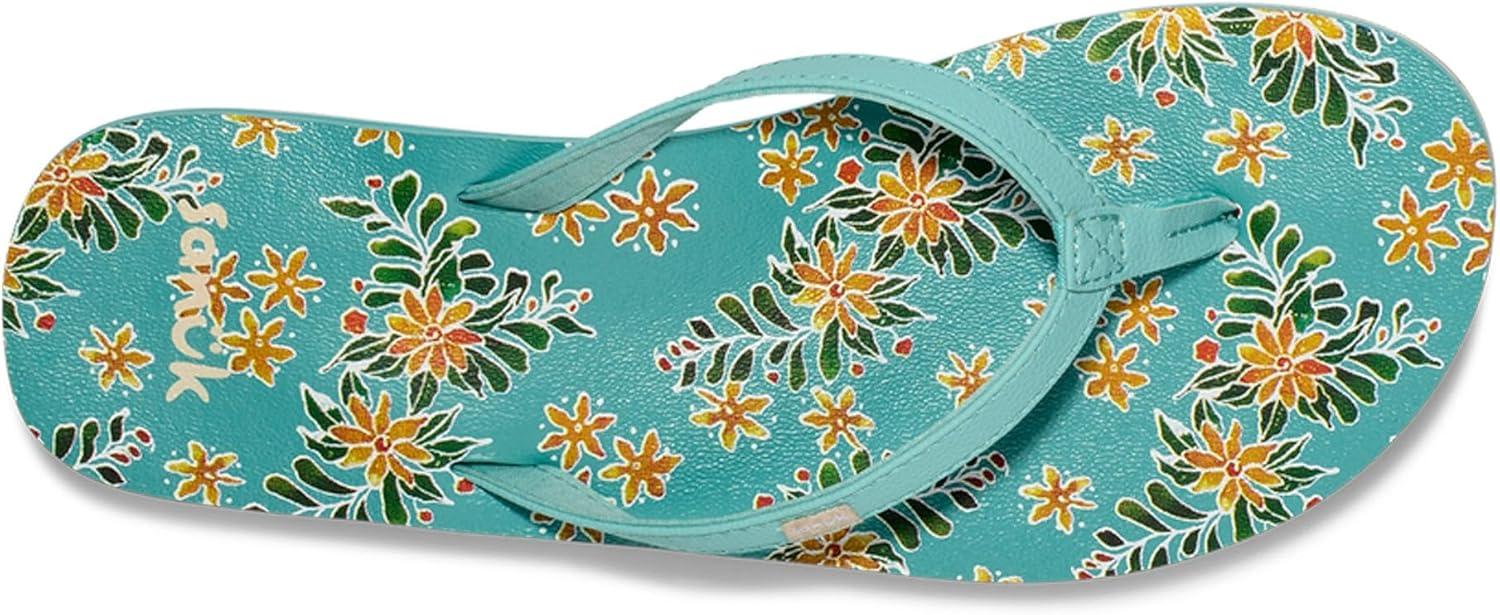 imageSanuk Yoga Joy Vintage Floral  Flip Flops for Women  Yoga Sandals For Women  Womens Beach Sandals  Memory Foam FootbedAqua Splash