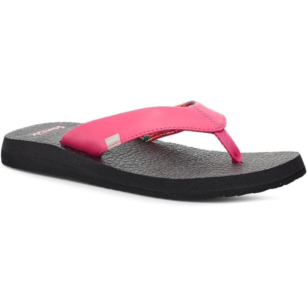 imageSanuk Yoga Mat Vintage Floral  Flip Flops for Women  Yoga Sandals For Women  Womens Beach Sandals  Memory Foam FootbedHot Pink