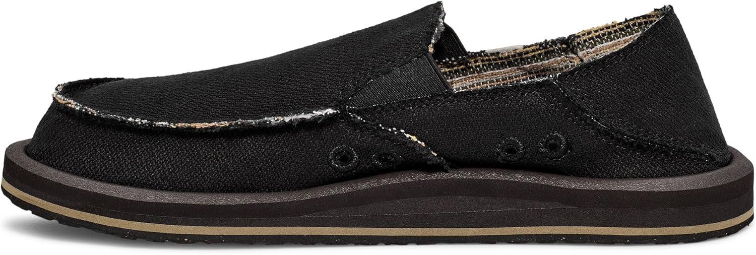 imageSanuk Mens Donny Hemp 2 Tone  Mens Shoes  Slip On Shoes for Men  Mens Slipon Loafers  Memory Foam FootbedBlack