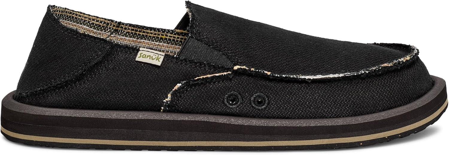 imageSanuk Mens Donny Hemp 2 Tone  Mens Shoes  Slip On Shoes for Men  Mens Slipon Loafers  Memory Foam FootbedBlack