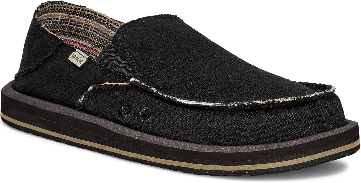 imageSanuk Mens Donny Hemp 2 Tone  Mens Shoes  Slip On Shoes for Men  Mens Slipon Loafers  Memory Foam FootbedBlack