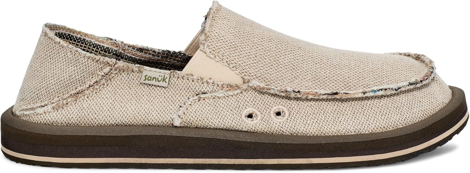 imageSanuk Mens Donny Hemp 2 Tone  Mens Shoes  Slip On Shoes for Men  Mens Slipon Loafers  Memory Foam FootbedNatural